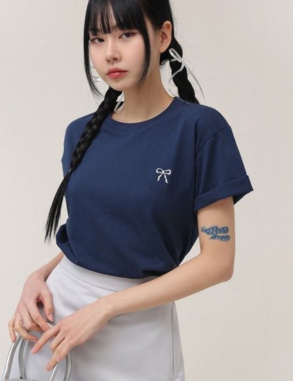 刺繍シルケットTシャツ 74408